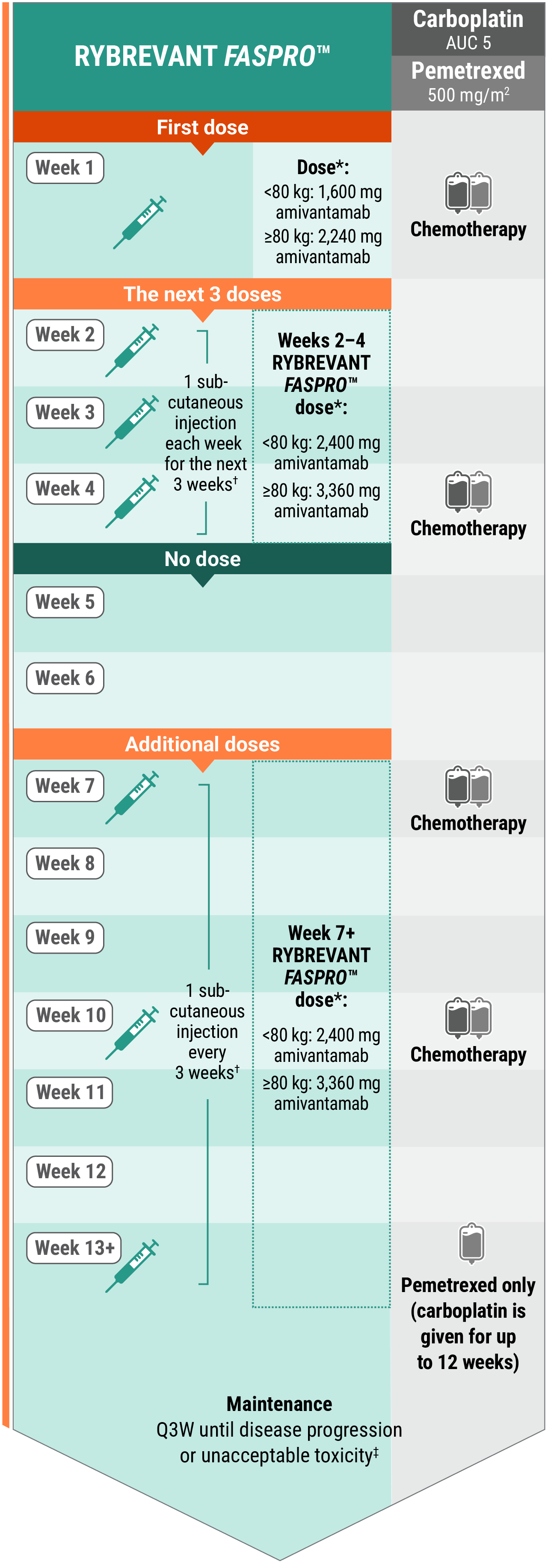 RYBREVANT FASPRO™ + chemotherapy recommended dosing schedule