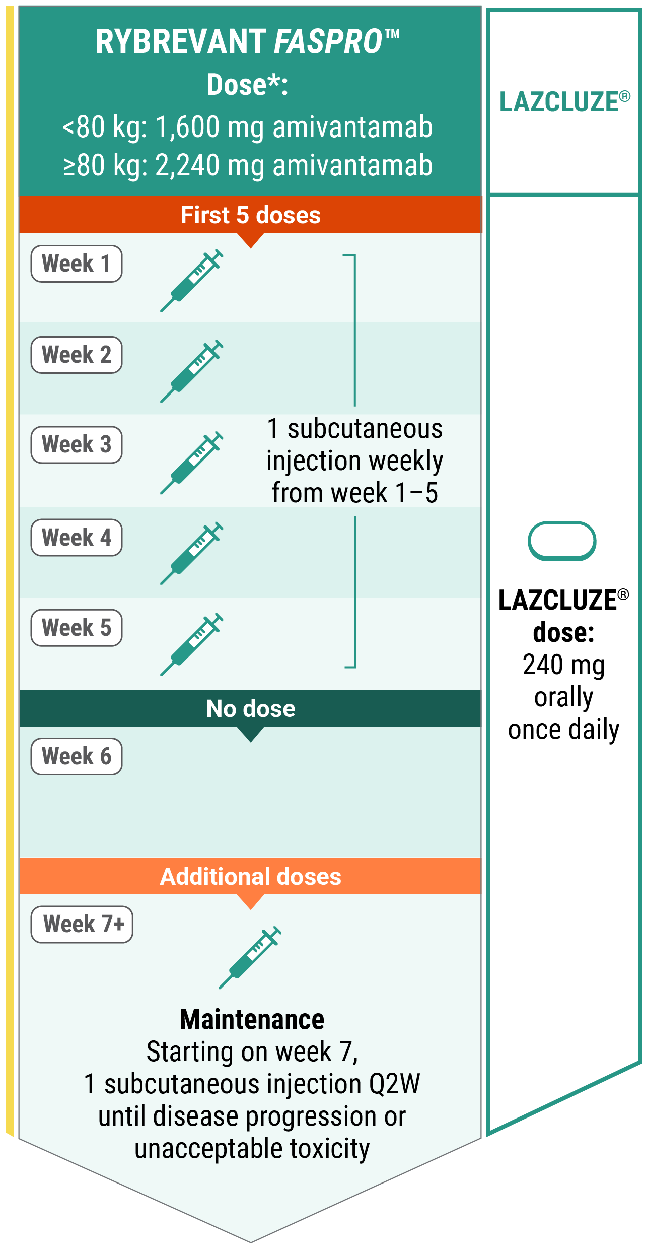  RYBREVANT FASPRO™ + LAZCLUZE® recommended dosing schedule